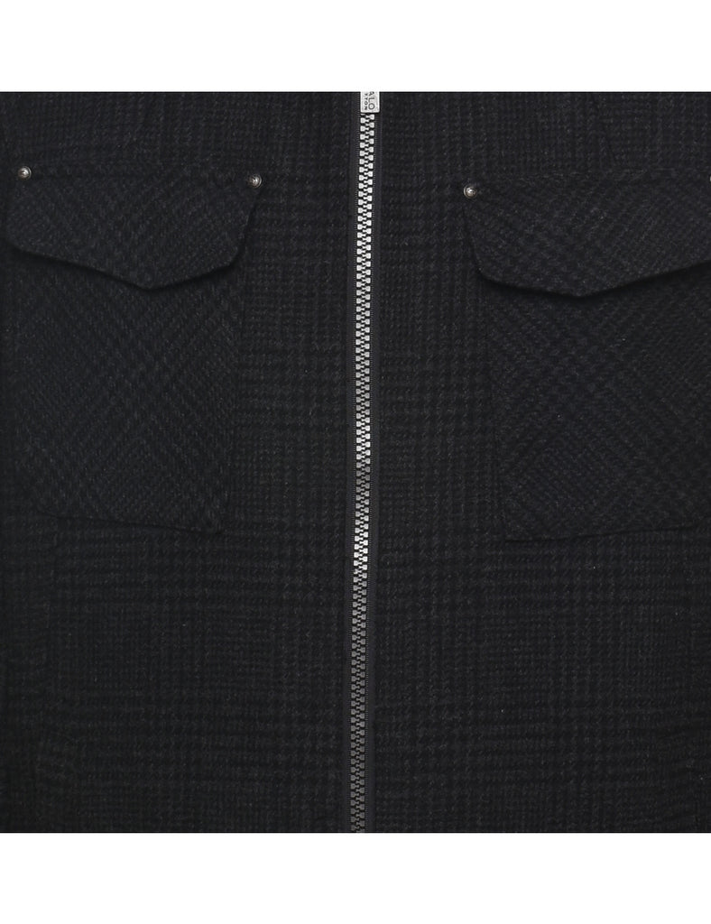 Dark Grey Checked Zip-Front Jacket - L