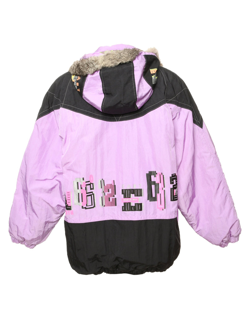 Lilac & Black Graphic Ski Jacket - L