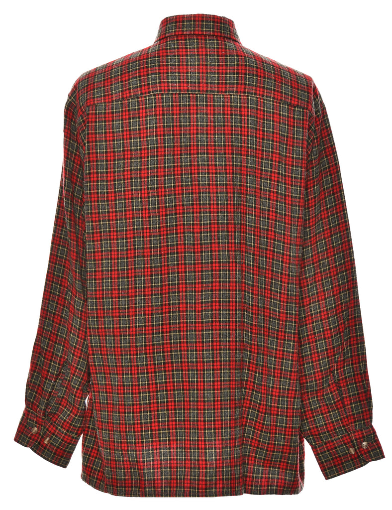 Long Sleeved Red Checked Shirt - L