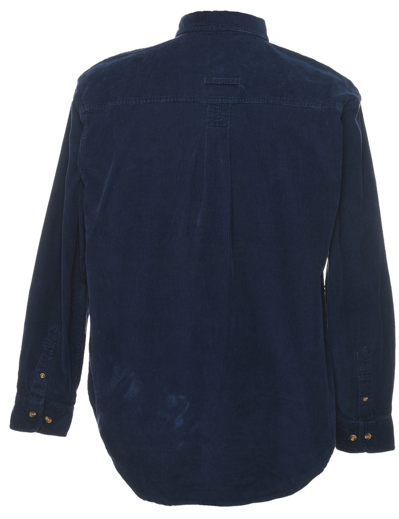 Navy & Light Blue Embroidered Corduroy Shirt - L