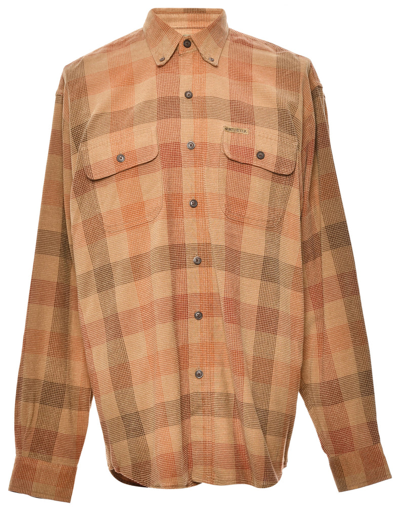 Orange & Light Brown Checked Shirt - M