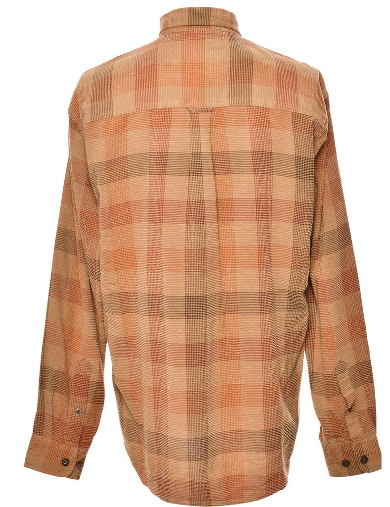 Orange & Light Brown Checked Shirt - M