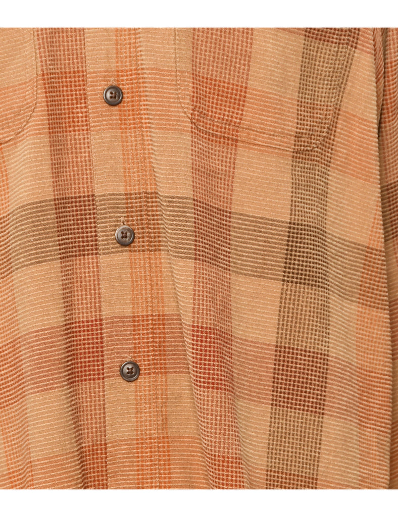 Orange & Light Brown Checked Shirt - M