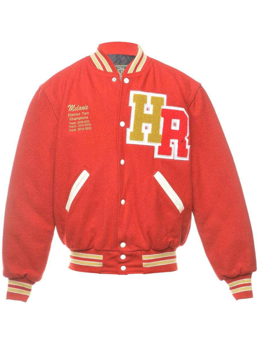 Vintage Men's Popper Front Bomber Jacket Red, L | Beyond Retro - E00759115