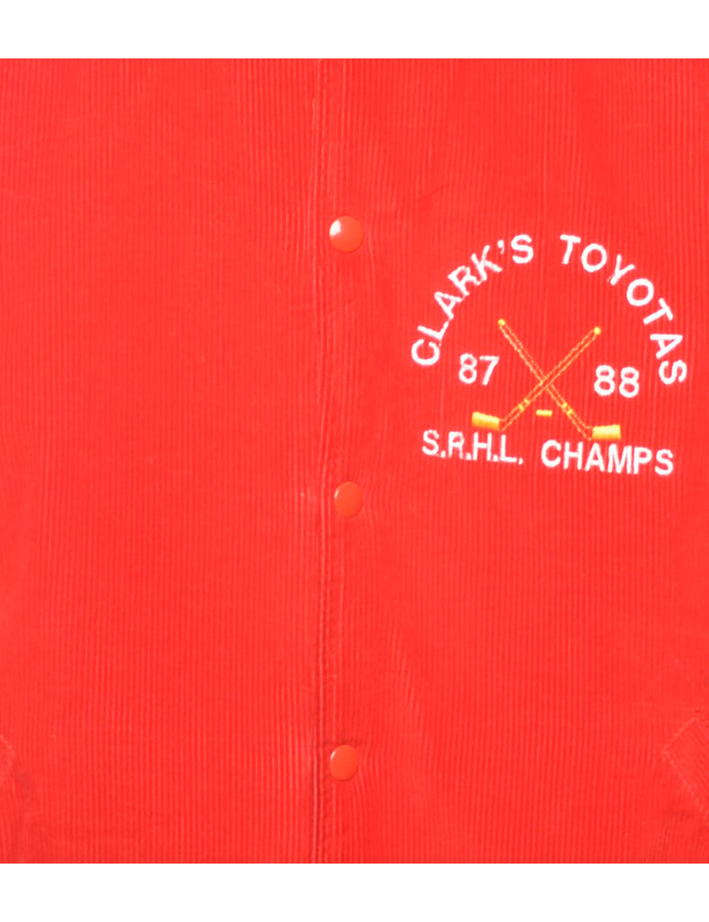Red Corduroy Hockey Team Jacket - XL