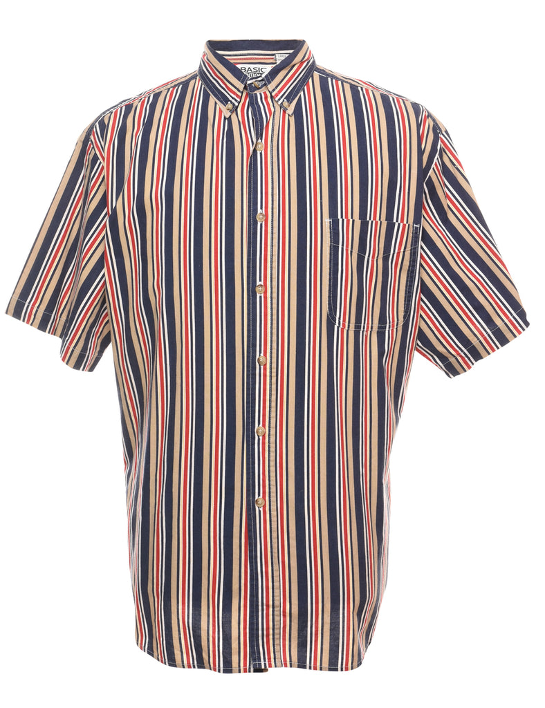 Striped Multi-Colour Short Sleeve Shirt - L