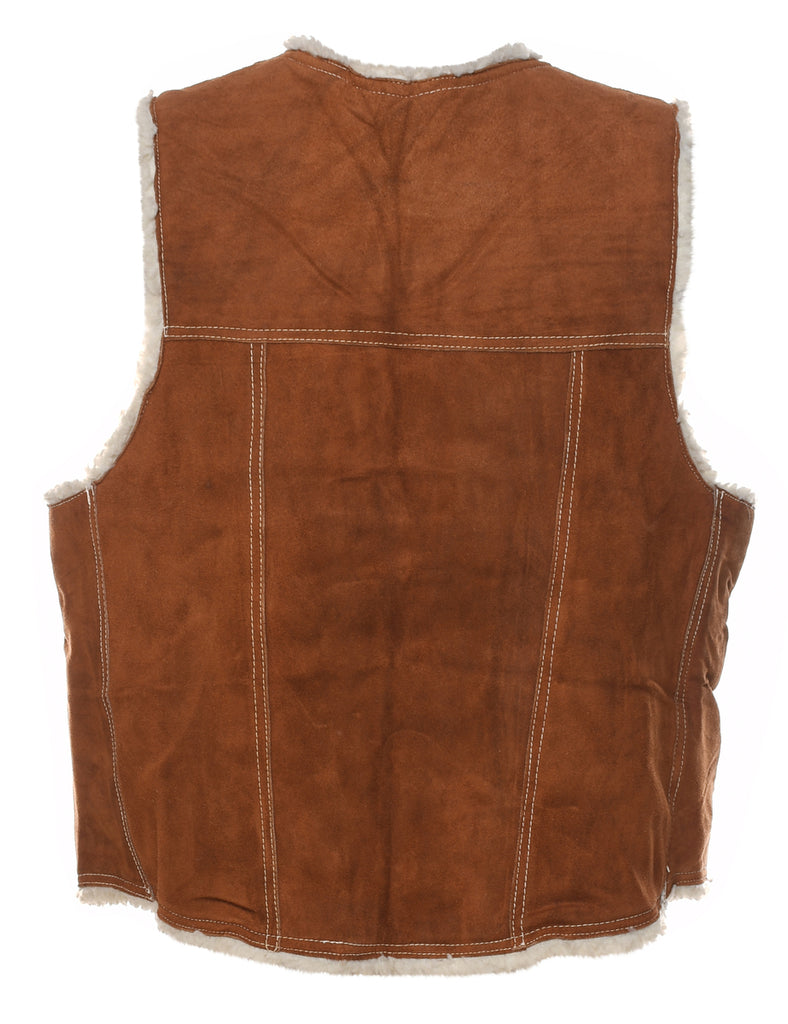Suede Faux Shearling Lined Waistcoat - L