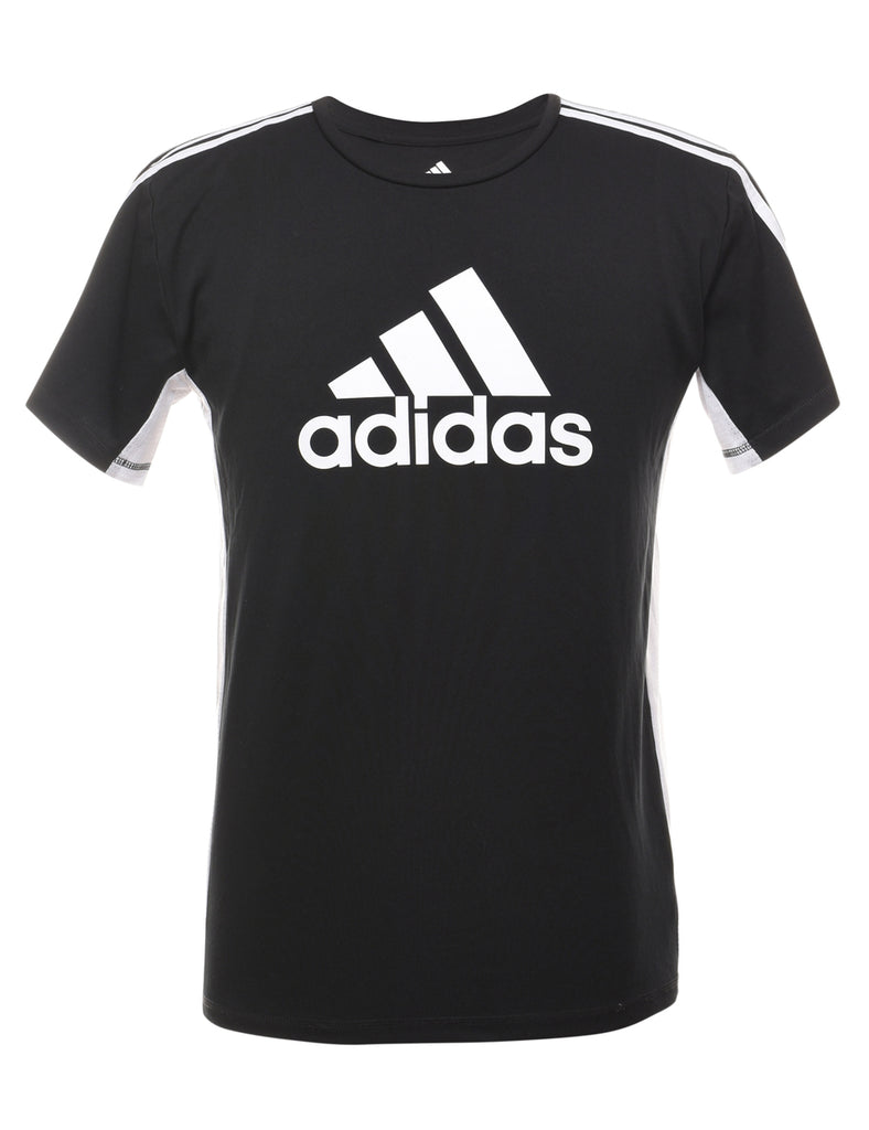 Adidas Black & White Three-Striped T-Shirt - XL