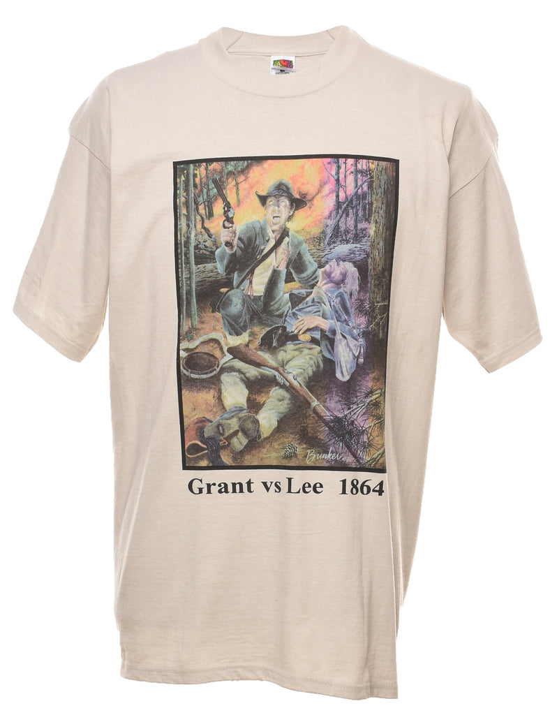 Beige Grant Vs Lee 1864 Printed T-shirt - XL