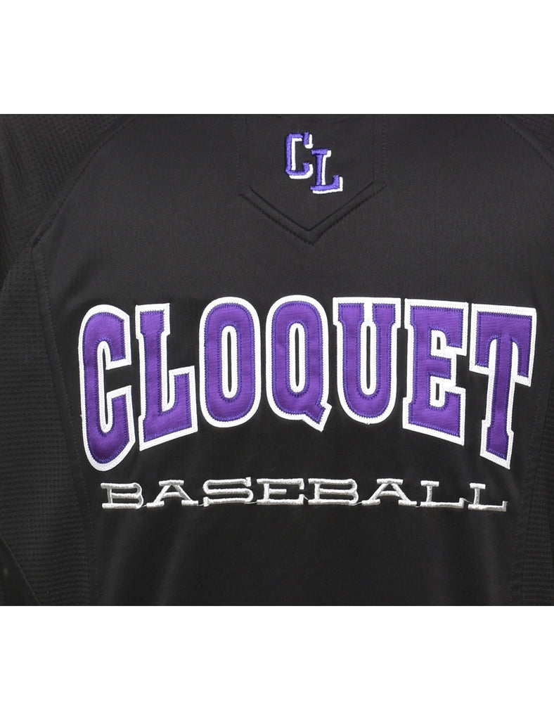 Black Cloquet Baseball Black & Purple Nylon Sports T-shirt - L