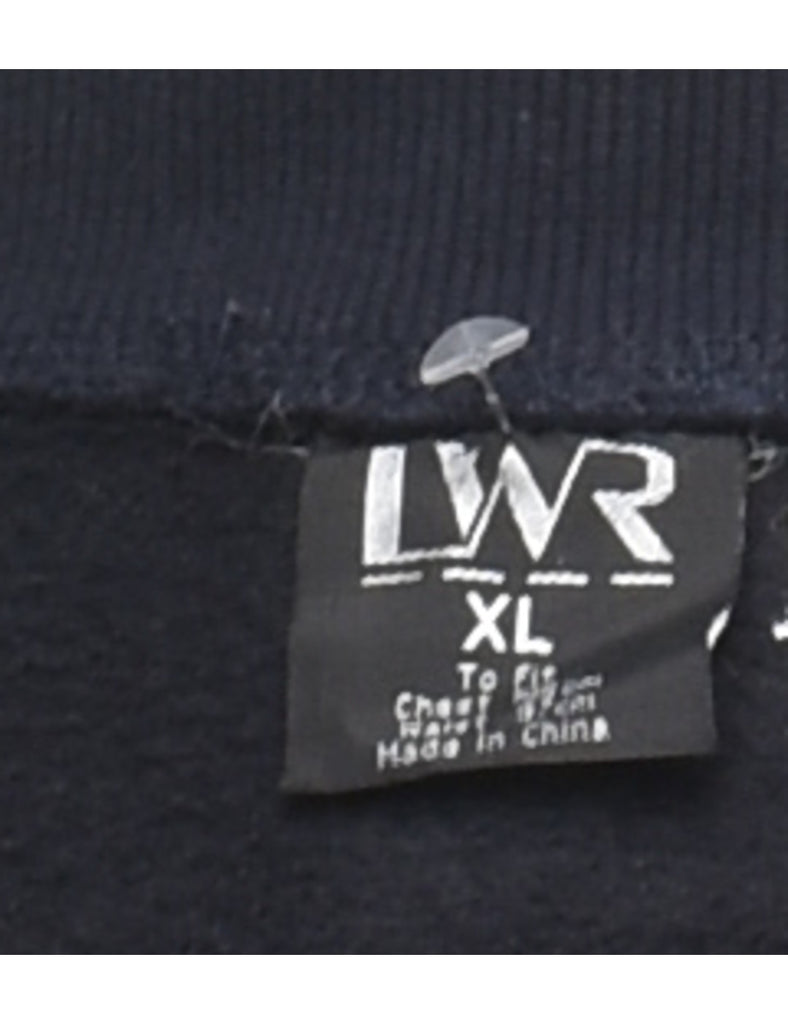Black Plain Zip-Front Sweatshirt - XL