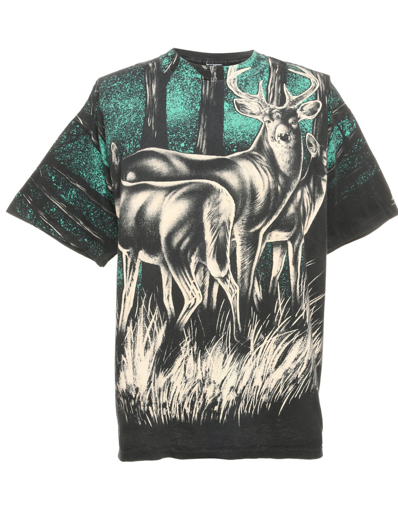 Deer Printed T-Shirt - M