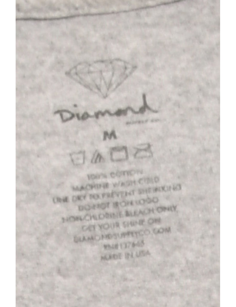 Grey & Blue Diamond Design T-Shirt - M
