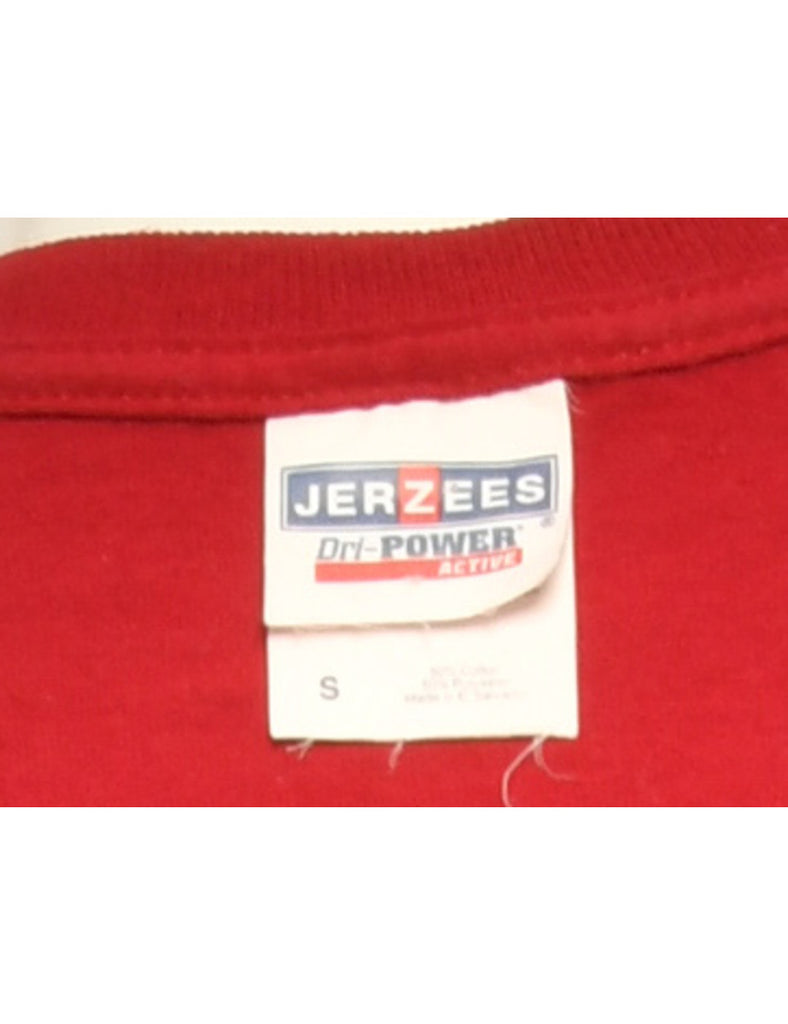 Red  & Yellow Jerzees Printed T-shirt - S