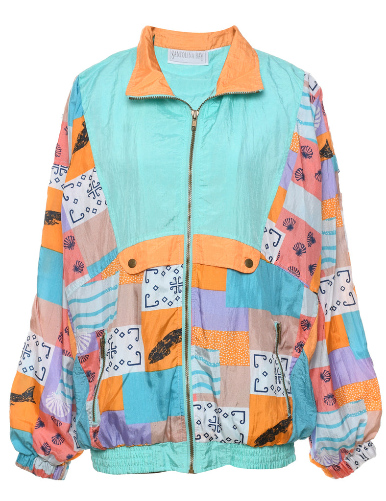 1990s Multi-Colour Patchwork Style Nylon Jacket - L