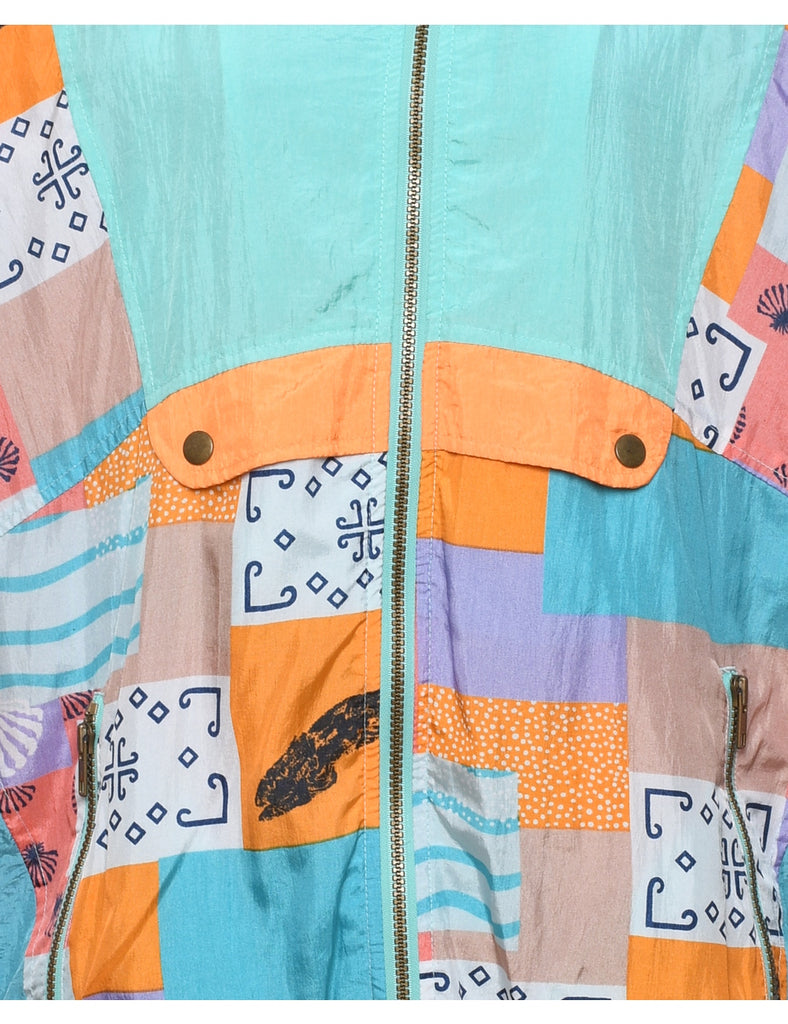 1990s Multi-Colour Patchwork Style Nylon Jacket - L