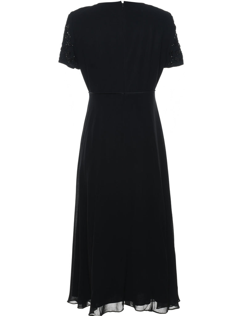 Beaded Black Classic Evening Dress - M