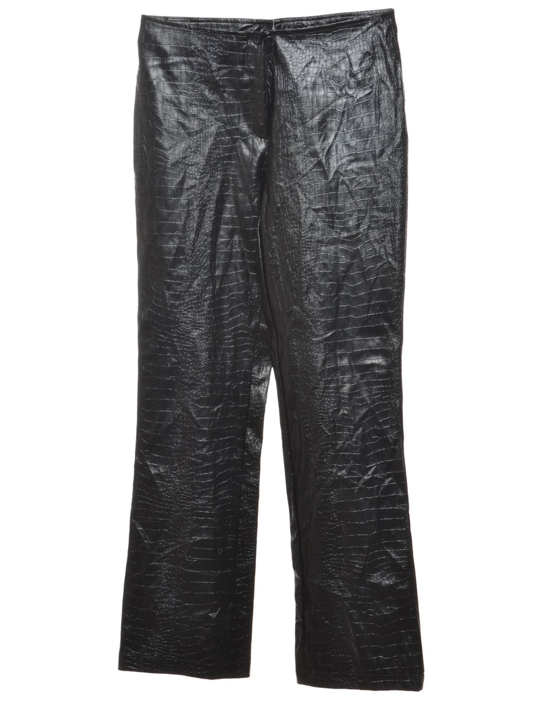 Black Faux Leather Snakeskin Trousers - W30 L32