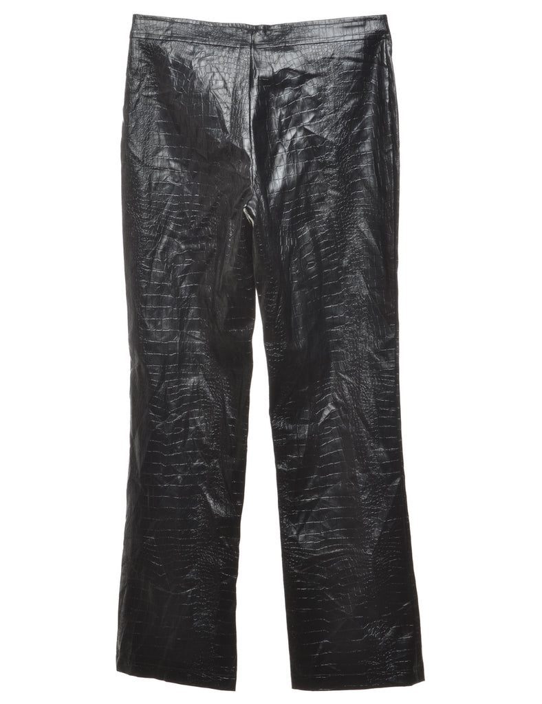 Black Faux Leather Snakeskin Trousers - W30 L32