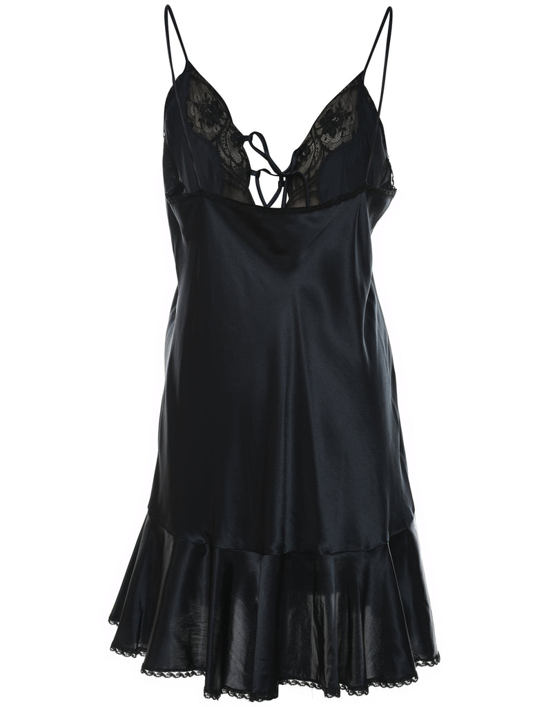 Black Lace Beaded Babydoll - M