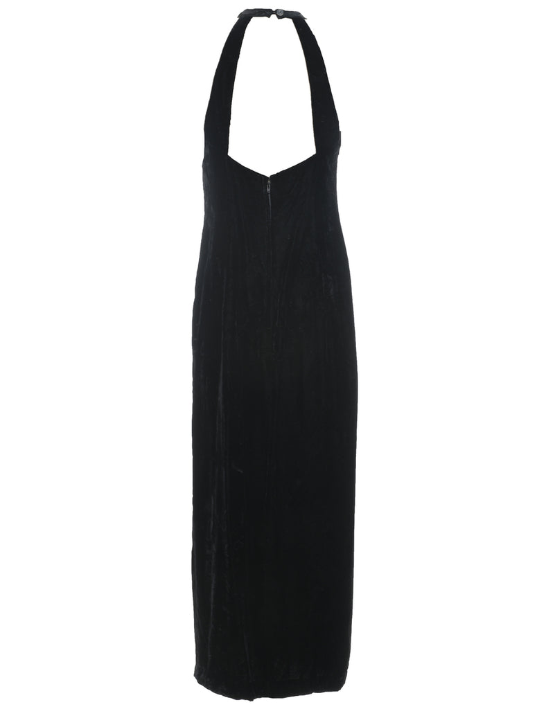 Black Velvet Evening Dress - M