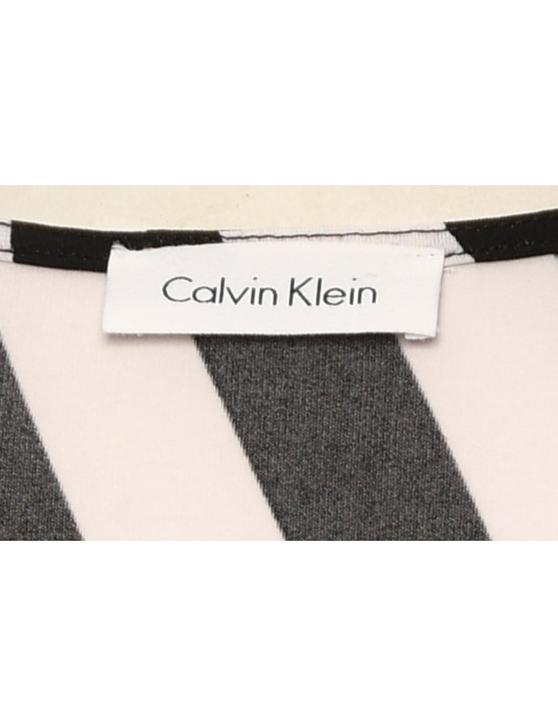 Black & White Striped Graphic Print Calvin Klein Dress - L