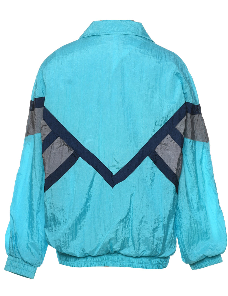 Blue & Grey 1990s Zip-Front Nylon Jacket - M