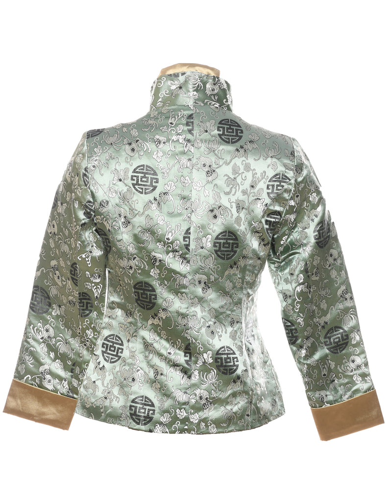 Brocade Design Light Green & Gold Traditional Evening Jacket - M