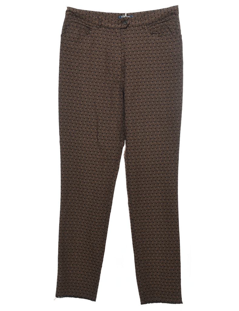Brown Patterned Trousers - W30 L31