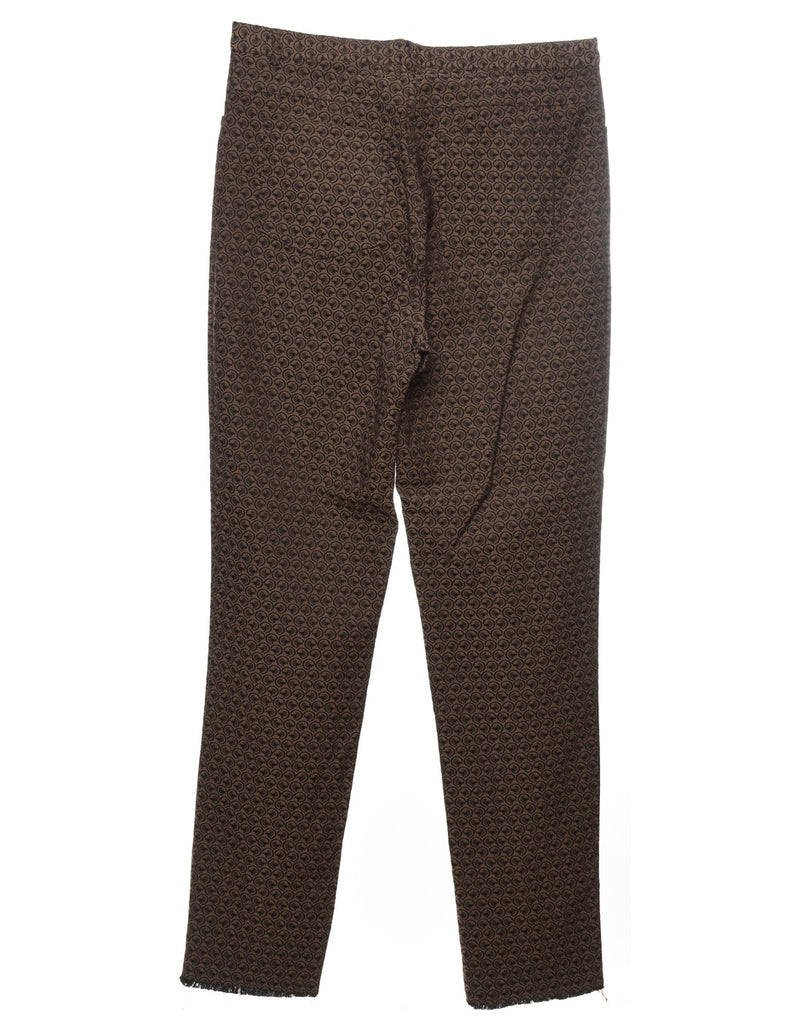 Brown Patterned Trousers - W30 L31