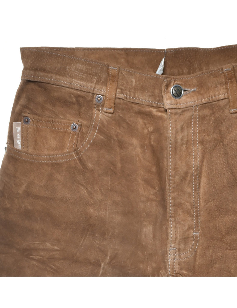 Brown Suede Tapered Trousers - W28 L31