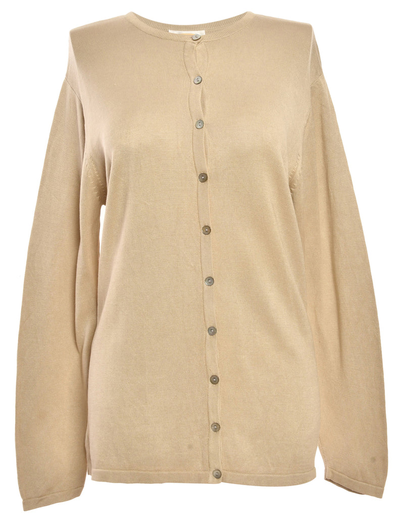 Button Through Beige Cardigan - L