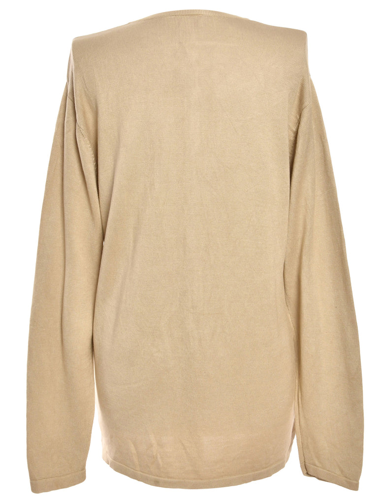 Button Through Beige Cardigan - L