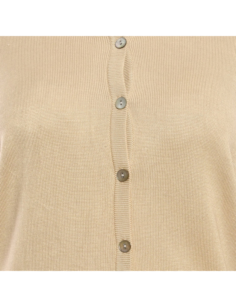 Button Through Beige Cardigan - L