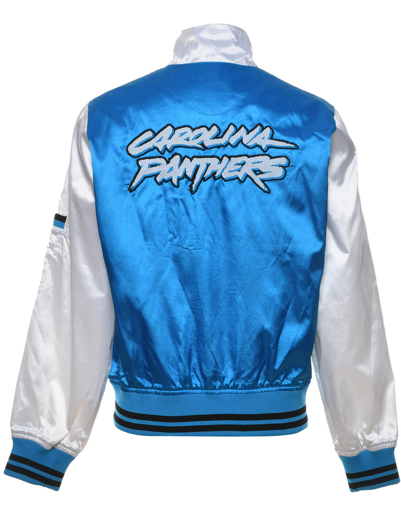 Carolina Panthers Blue & Grey Shiny Embroidered Nylon Jacket - M