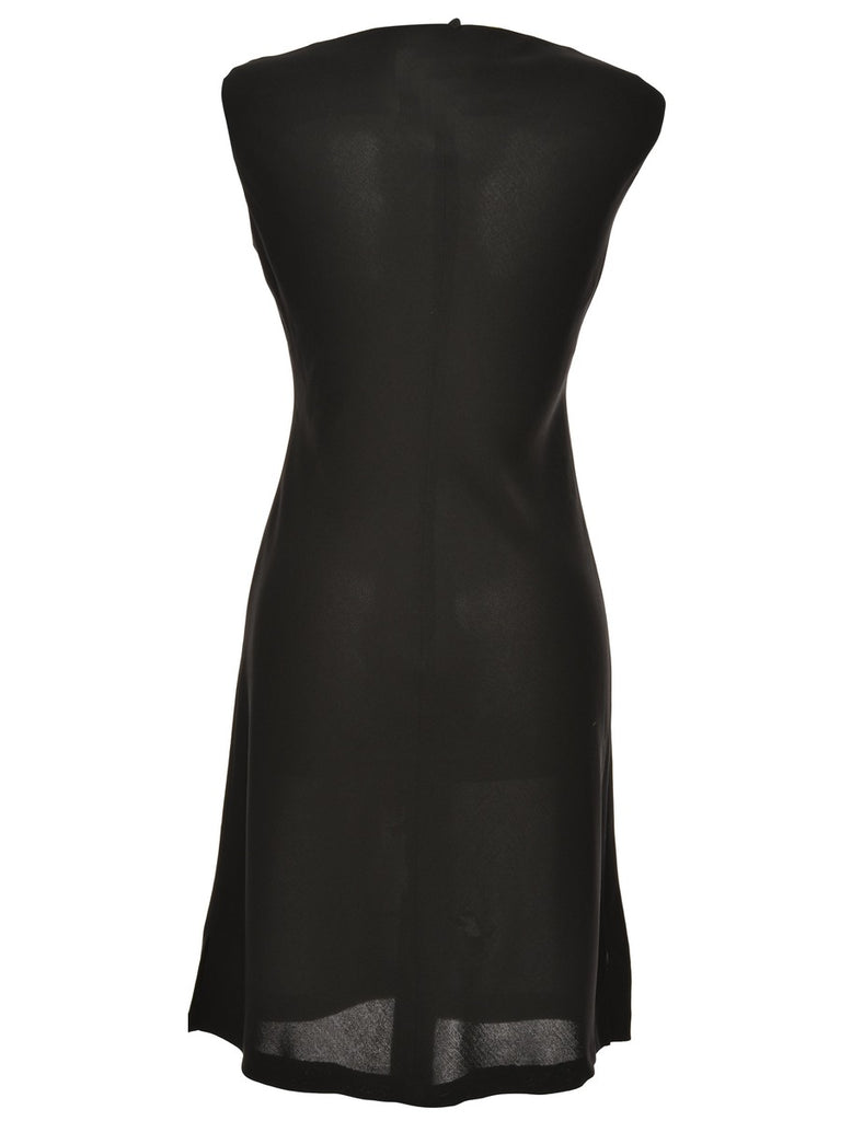 Embellished Black Boat Neck Dress - L