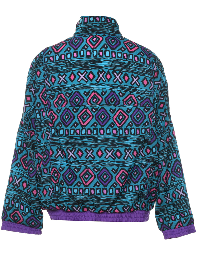 Geometric Pattern 1990s Multi-Colour Nylon Jacket - S