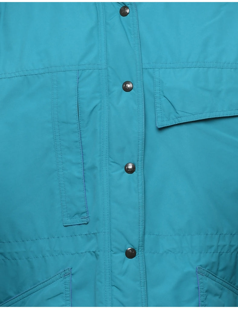Hooded Blue Classic Ski Jacket - L