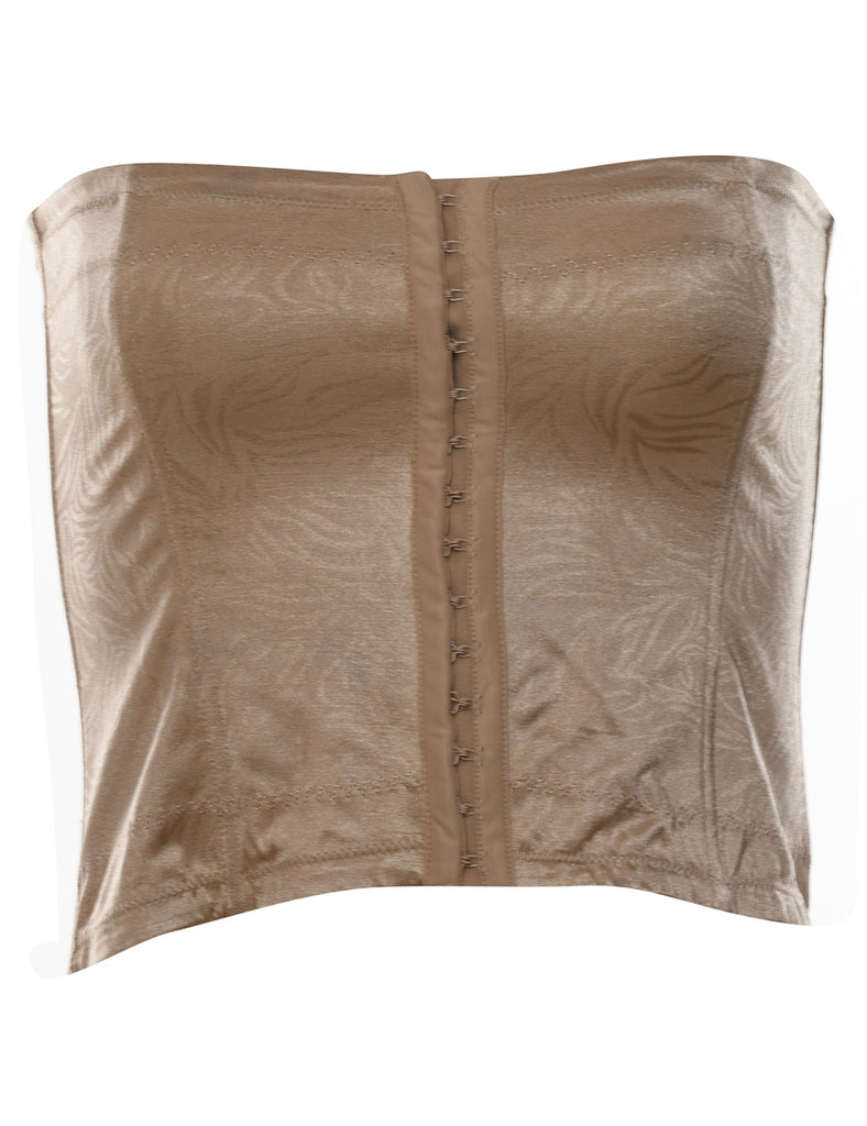 Jacquard Pattern Light Brown Metallic Corset - S