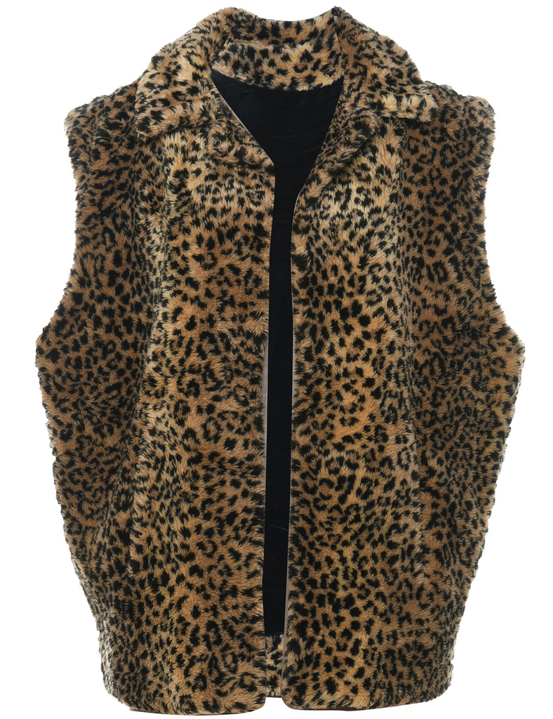 Leopard Print Faux Fur Coat - XL