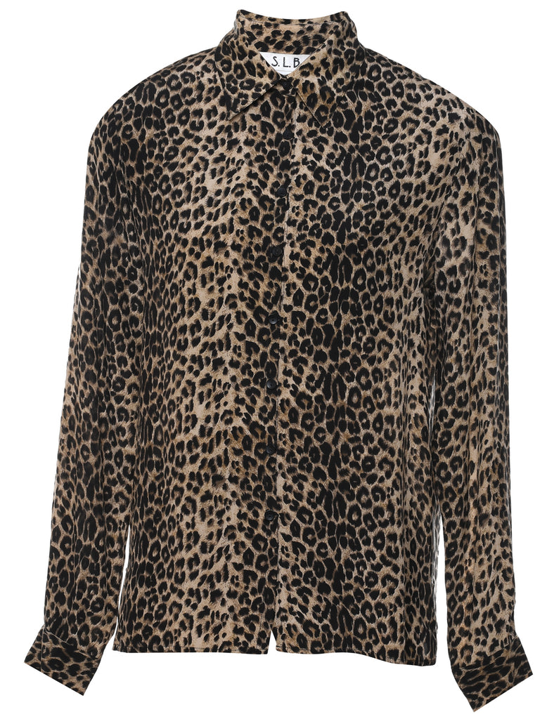 Leopard Print Silk Shirt - S