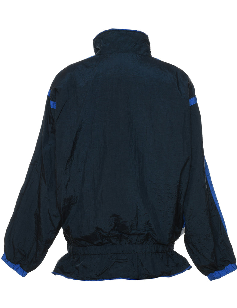 Navy Shell Design Zip-Front Nylon Jacket - L