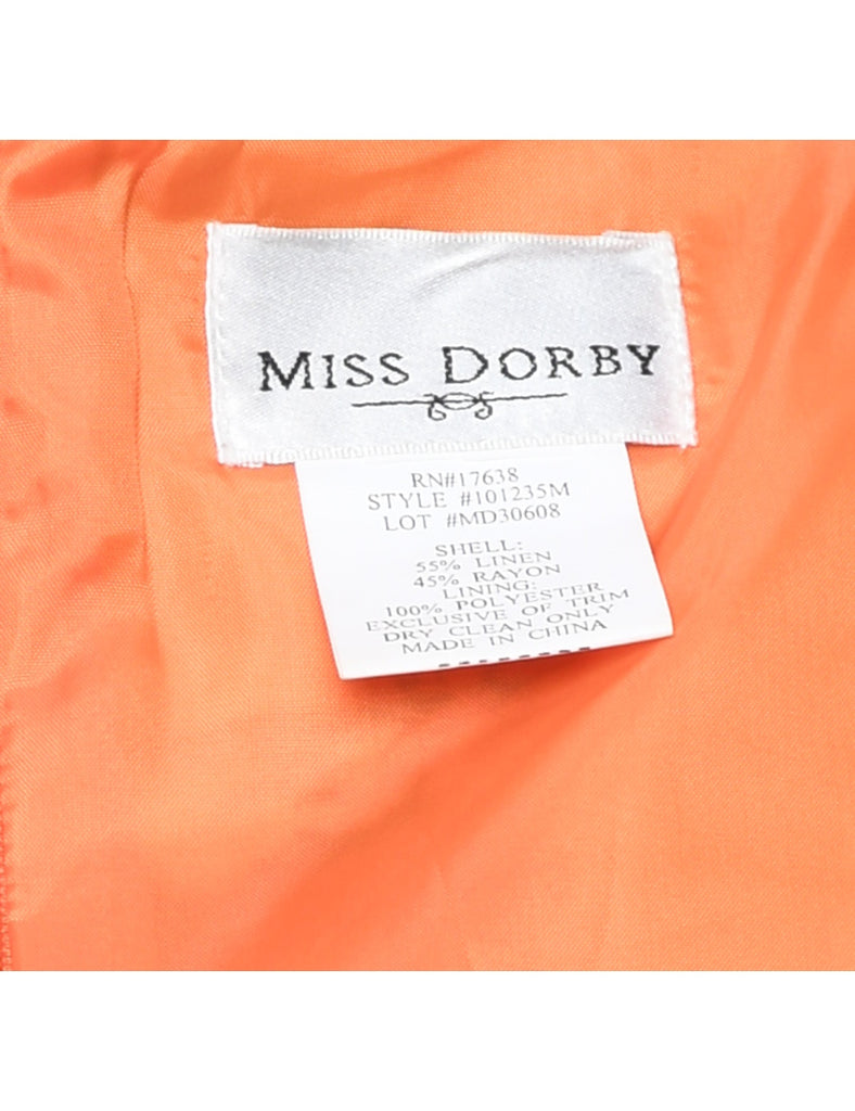 Orange & Pink Floral Patterned Sleeveless Dress - M