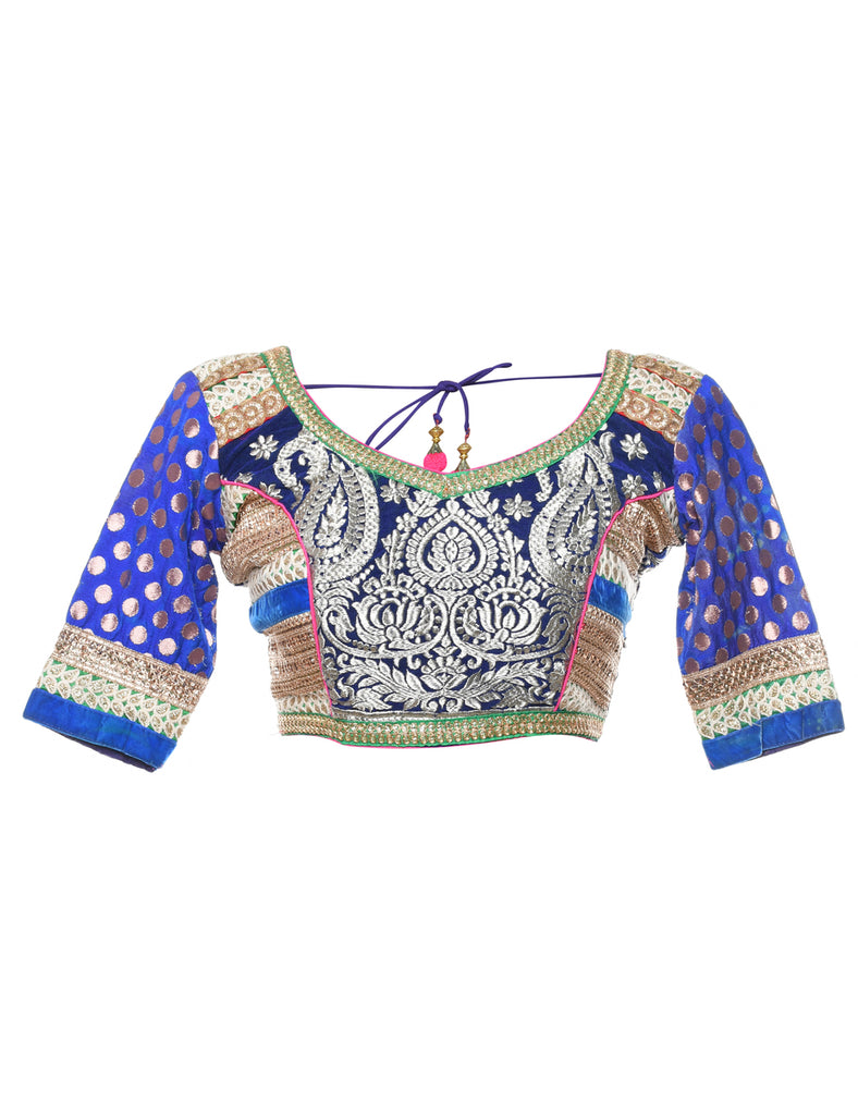 Patchwork Embellished Blouse - S