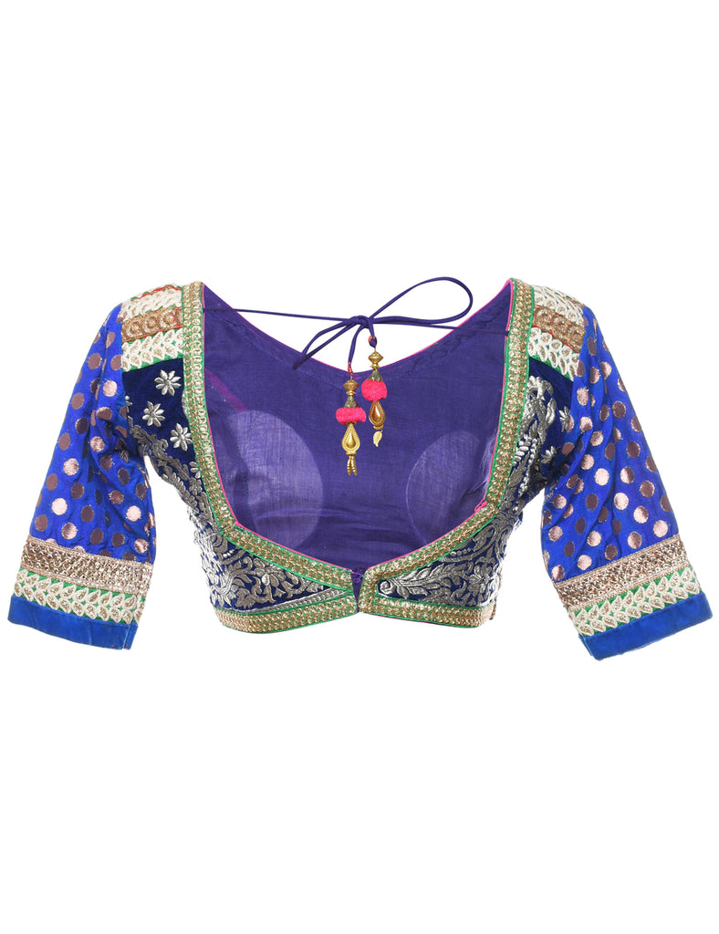 Patchwork Embellished Blouse - S