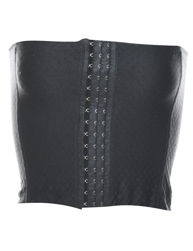 Plain Black Boned Corset - S