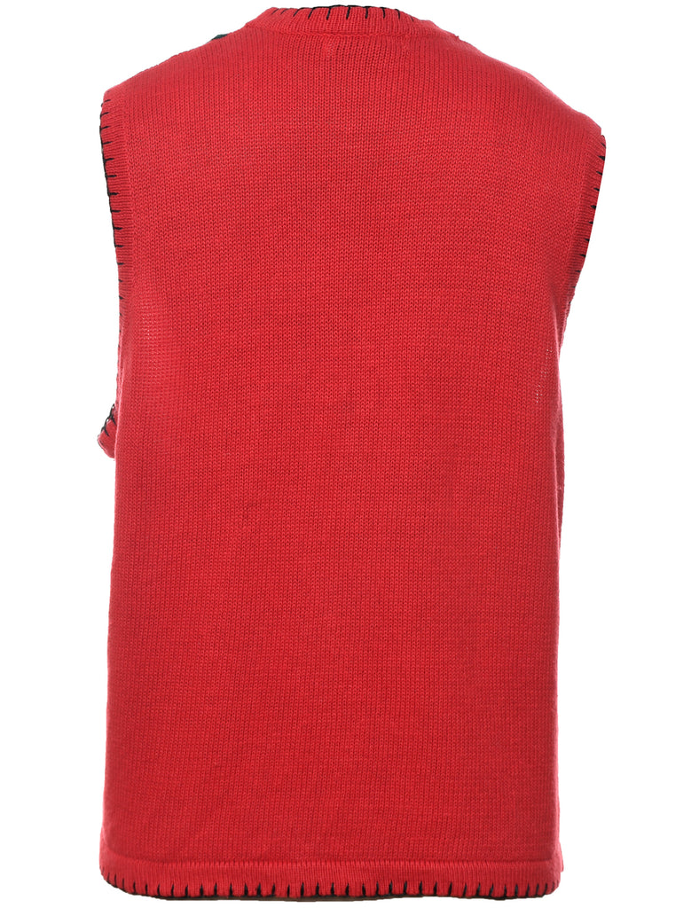 Red Christmas Sweater Vest - M