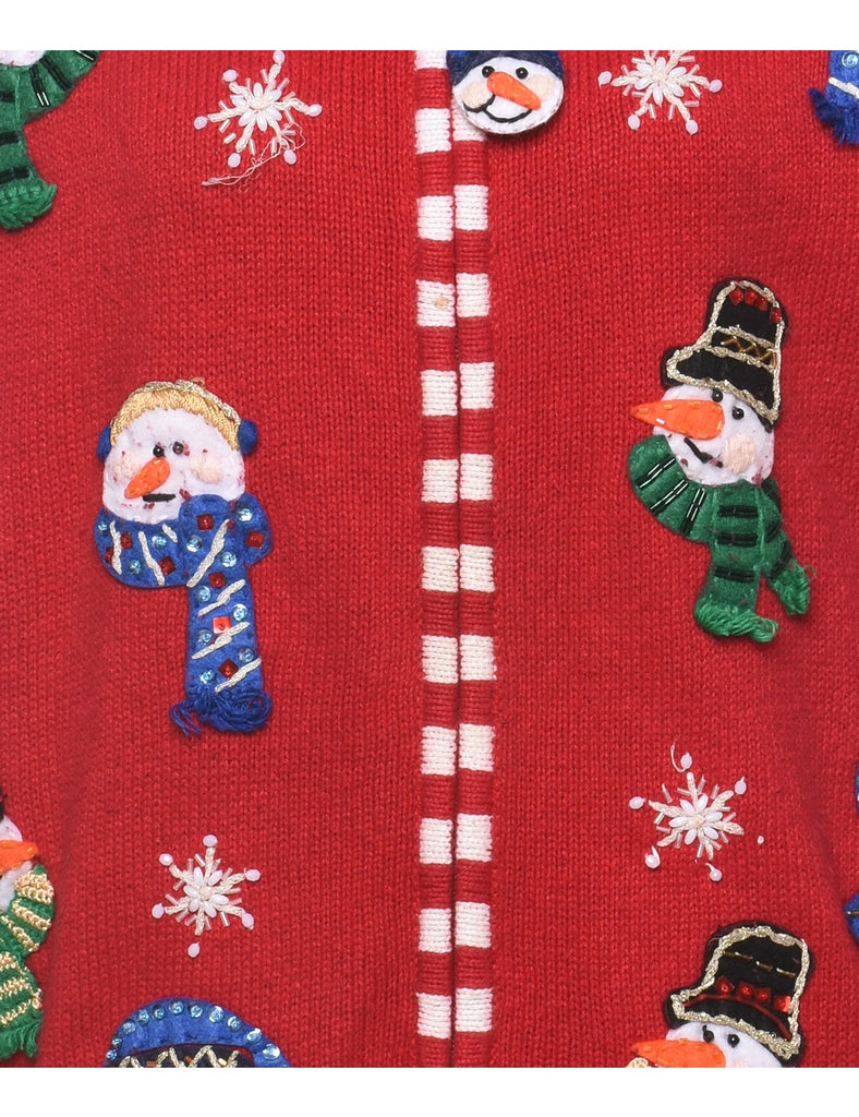 Snowman Christmas Cardigan - L