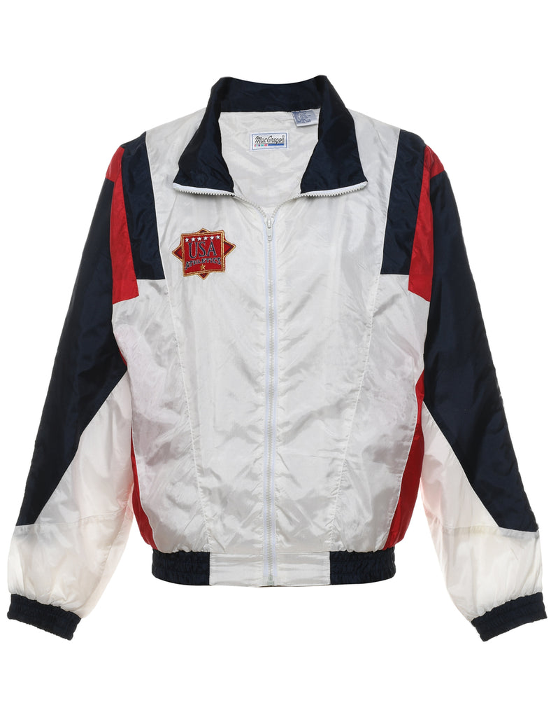 White, Red & Navy U.S.A Design Nylon Jacket - S