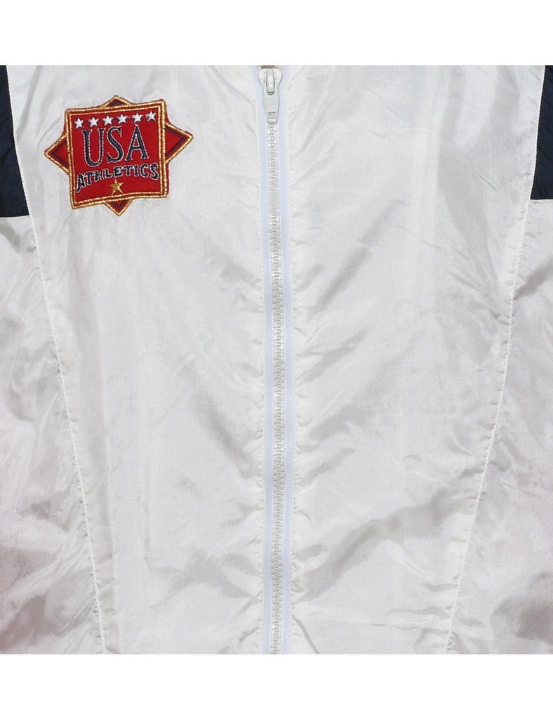 White, Red & Navy U.S.A Design Nylon Jacket - S